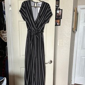 Elegant Striped Black and White Jumpsuit